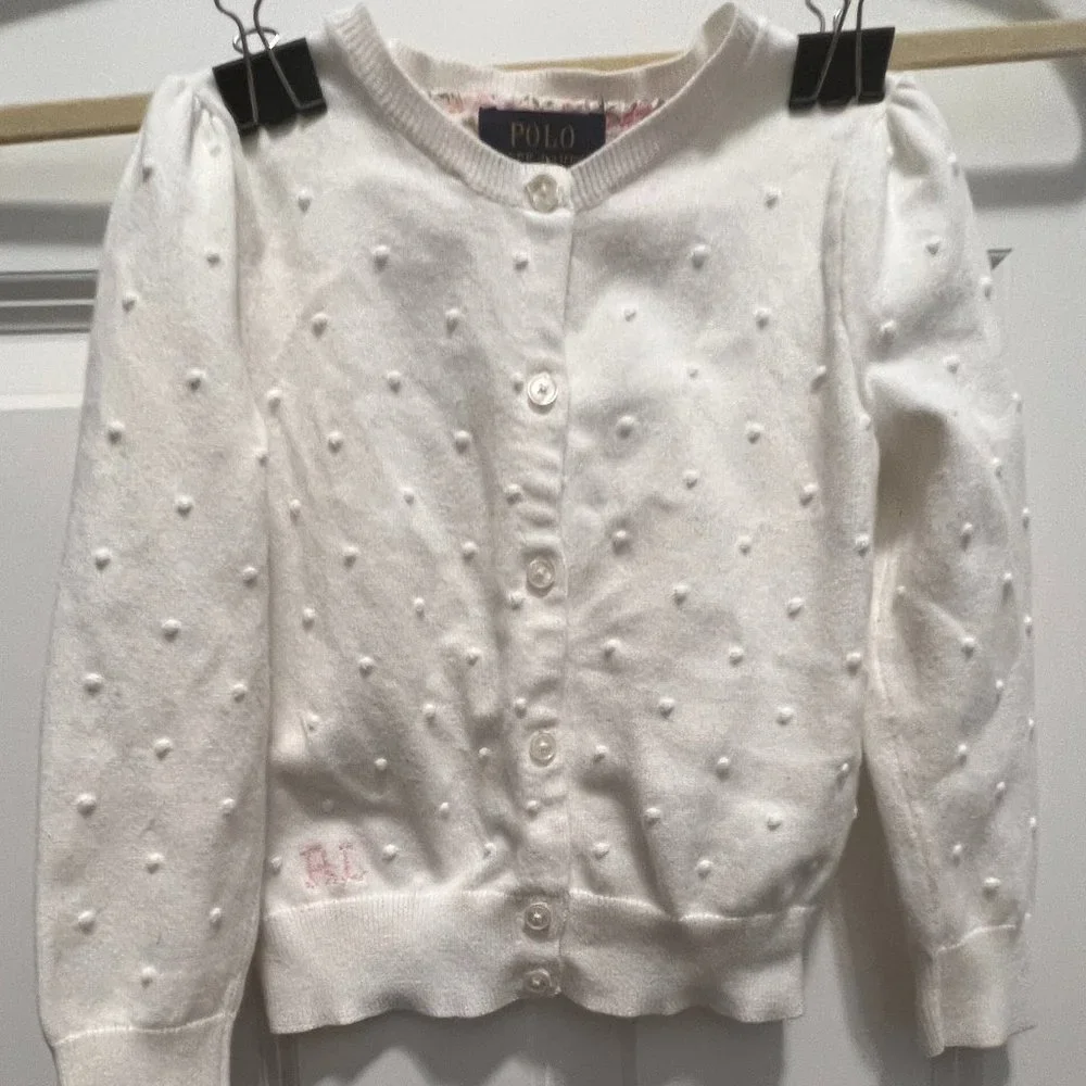 Ralph Lauren 4 T gorgeous white button-down sweater